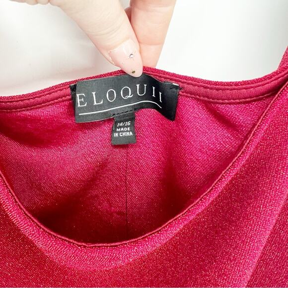 NWT Eloquii Lurex Stretch One Shoulder Top 14/16 Red - Picture 5 of 8